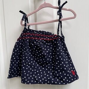 US Polo Assn 2T Girls Red White and Blue Star 4th of July Cami Tank Top Blouse